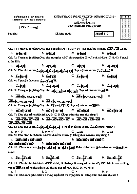 Kiểm tra chương vectơ khối 10 - Năm học 2016 - 2017 môn Toán - Mã đề 710